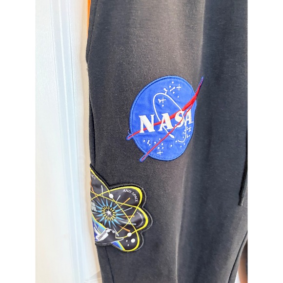 Hudson Outerwear NASA Jogger Sweatpants Mens Medium Black Orange Patches USA - Picture 5 of 11